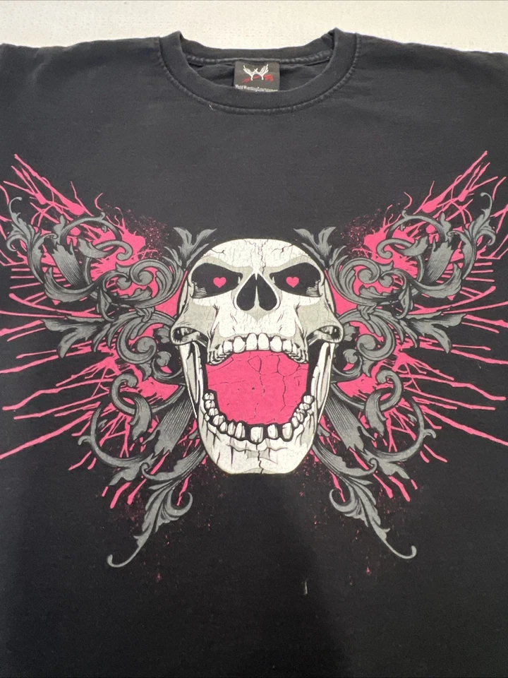 Camiseta vintage 2010 WWE, Bret Hart, The Hit Man, Pink Skull Foto 3 de 4