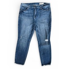 Pistola Women  s Sz 31 Mid Rise Distressed Raw Hem Jeans Medium Wash Ankle Denim