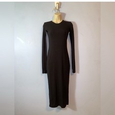 Travis Taddeo Black Long Sleeve midi tight bodycon stretch Dress size xs Amy