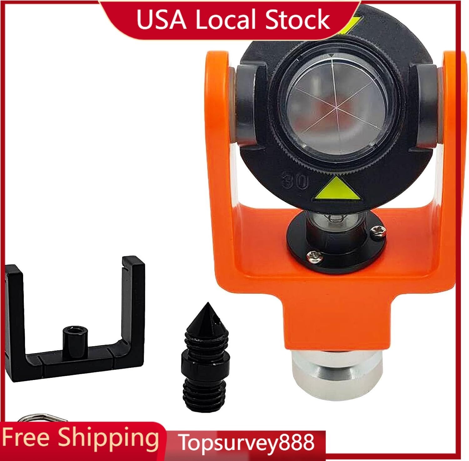 102 Metal Mini Prism System With Middle Mounted Bubble 0/-30 Offset +SOFT BAG