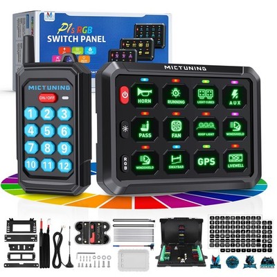 MICTUNING P1Y 12 Gang Switch Panel Wireless Remote Circuit Control Lights System