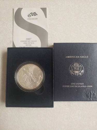 2007 W U.S. American Eagle 1 oz .999 Silver Uncirculated Coin w/ C.O.A. & Box