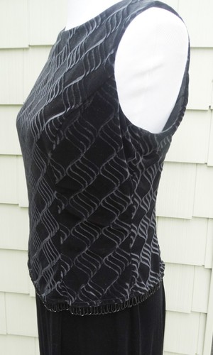 Vintage Scott McClintock 80's Formal Maxi Popover Dress 12, velour black beaded - Picture 8 of 10