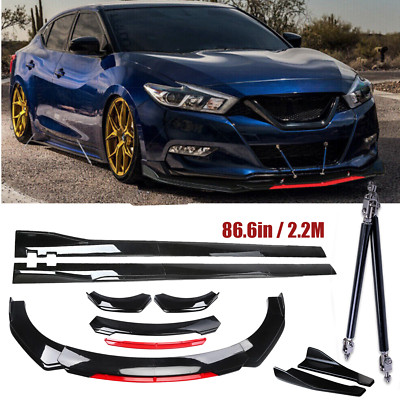 Front Bumper Lip Splitter Spoiler Side Skirt For Nissan Maxima 2 Layer Glossy