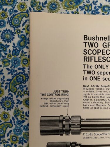Vintage 1966 Bushnell Hunting Scopechief II stampa pubblicità cannocchiali da puntamento - Foto 4 di 7