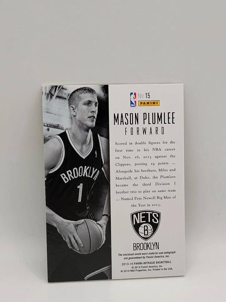2013-14 Panini Intrigue - Memorabilia autografiada de novato #15 Mason Plumlee... Foto 2 de 2