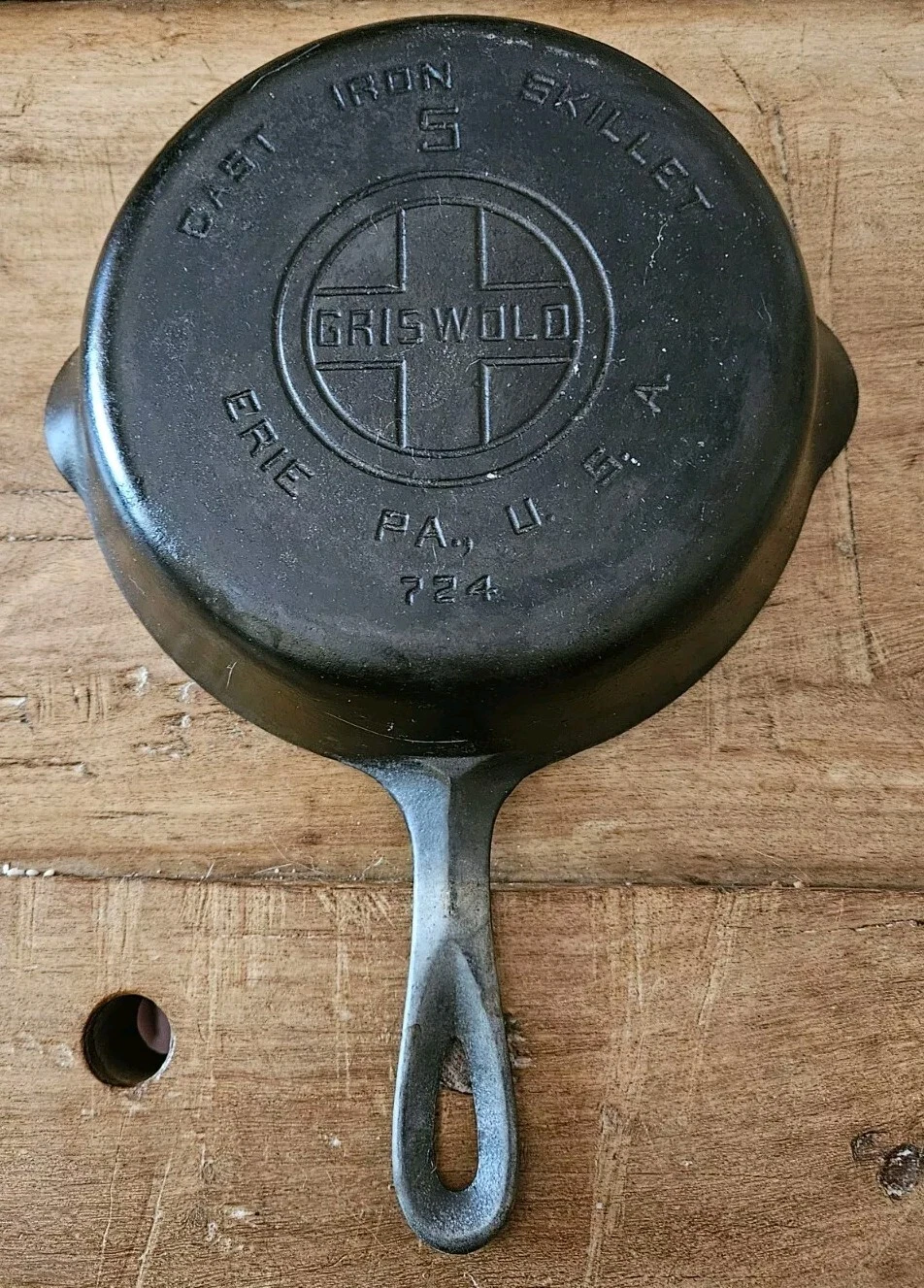 Vintage GRISWOLD Cast Iron SKILLET Frying Pan 5 LARGE BLOCK LOGO