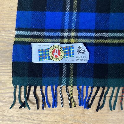VTG LANEROSSI PLAID MADE IN ITALY 100% WOOL THROW BLANKET