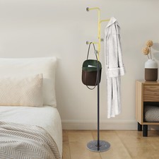 Modern Freestanding Coat Rack Stand With 5 Hooks Gold Black For Entrances New