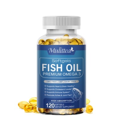 Omega 3 Fish Oil Capsules Triple Strength, Support Brain & Eye Health, EPA & DHA
