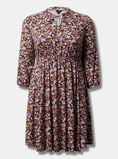 Torrid Mini Stretch Challis Front Keyhole Dress Multi 1 1X 14 16 #G36536