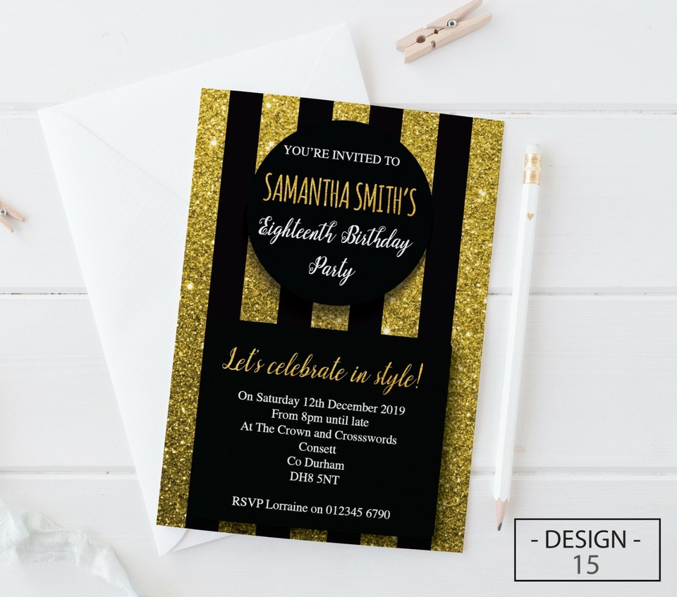 18th 21st 30th 40th 50th 60th Birthday Invitations Personalised, Party