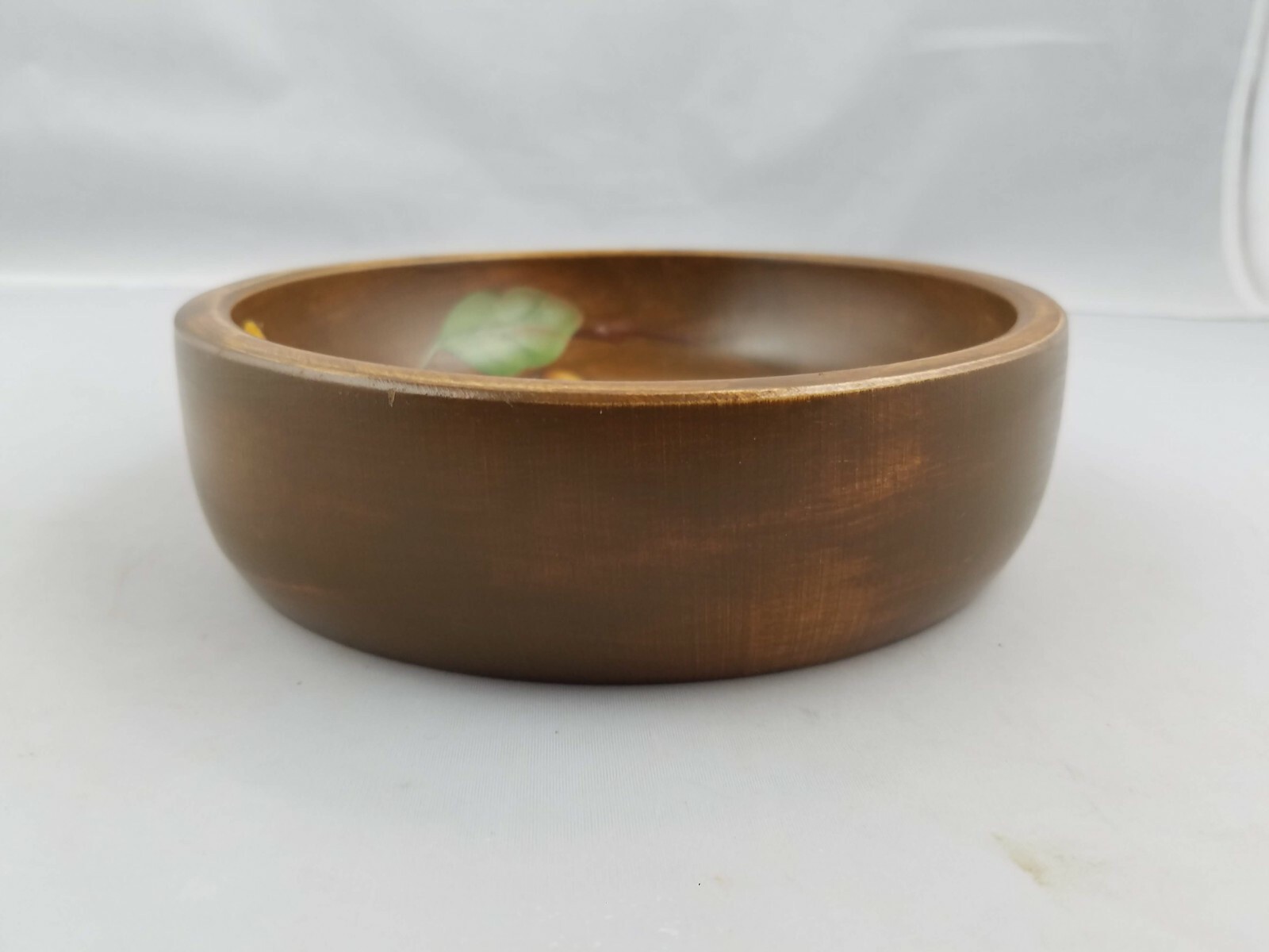 Vintage Weston Bowl Mill Vermont Hand Painted Acorns Foliage Wood Bowl