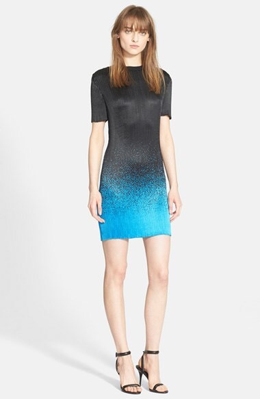 t by alexander wang fitted tee dress $795 ALEXANDER WANG Black S Print Micro Pleated Fitted Spray-Print T-Shirt  Dress