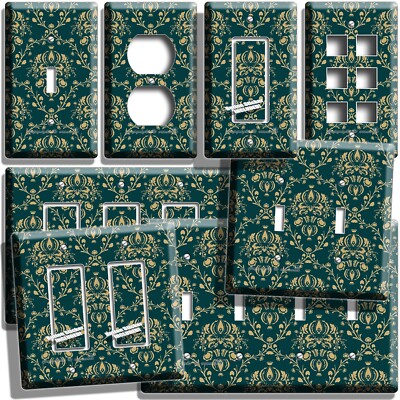 VICTORIAN ERA RICH TEAL ROYAL MOTIF LIGHTSWITCH OUTLET WALL PLATE ART ROOM DECOR