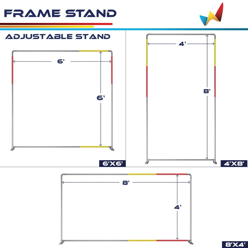 Telón de fondo telescópico ajustable con soporte para pancarta personalizado de acero inoxidable para feria Foto 4 de 4