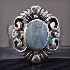 size 6.25, southwestern sterling silver 925 band ring with turquoise and swirly