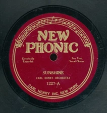 78tk-dance-NEW PHONIC 1227-Carl Henry O/Master Melody Makers-(Sunshine/Remember)