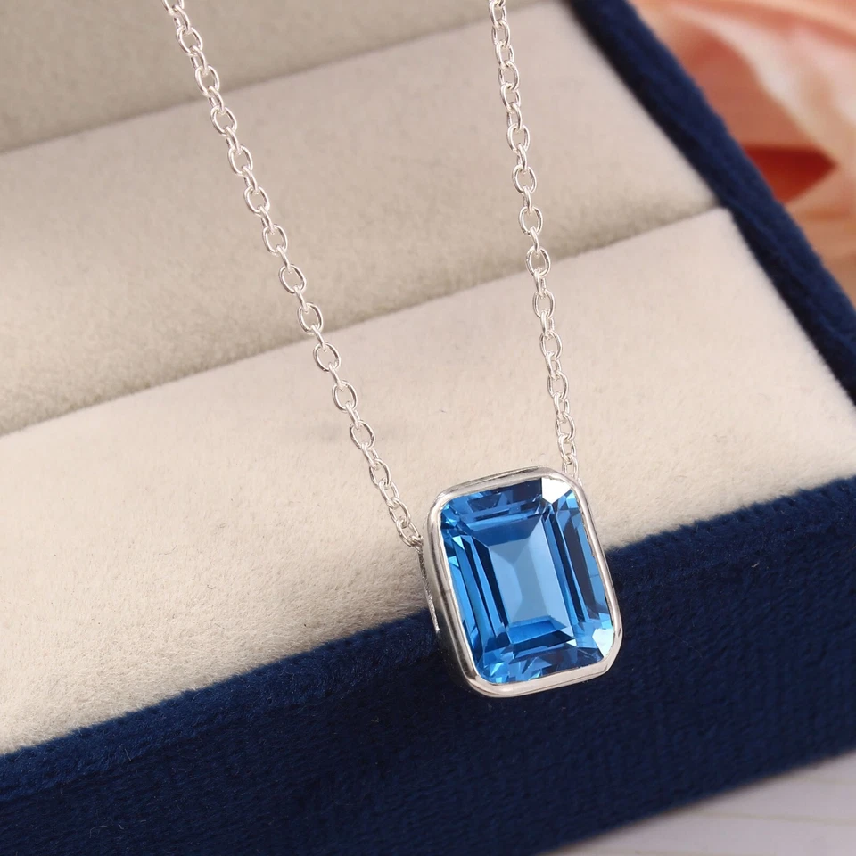 AAA Naturale Ceylon Blu Spinello Gemma 925 Pendente Argento Fidanzamento Regali - Immagine 4 di 4