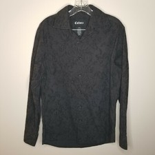 Cultura Mens Black Long Sleeve Cool Pattern Button Up Size M