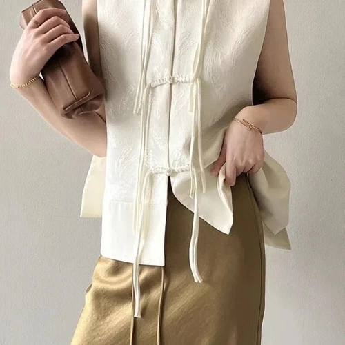 Retro Chinese Lady Ethnic Gilet Tank Vest Tang Suit Cheongsam Loose Top Cardigan - Picture 9 of 20