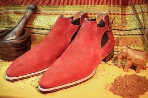 red suede chelsea boots mens