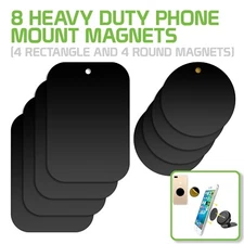 Cellet 8 metal Plates For Magnetic Phone Mount  (4 Rectangle and 4 Round Plates)