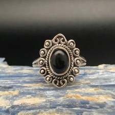 925 Sterling Silver Black Onyx Oval Shape Stone Handmade Ring 100 GENUINE