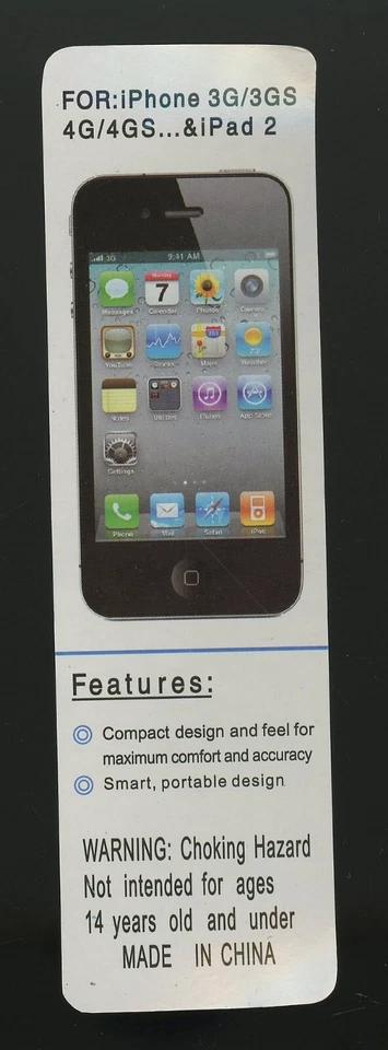 Lápiz óptico iPhone iPad Pantalla táctil 3G 4G 3GS 4GS y 5 1/2" L Bolígrafo B4B3 Foto 3 de 3