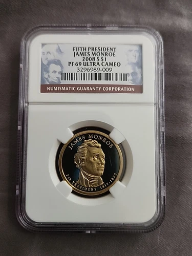 2008-S James Monroe Proof Dollar, NGC PF69 Ultra Cameo