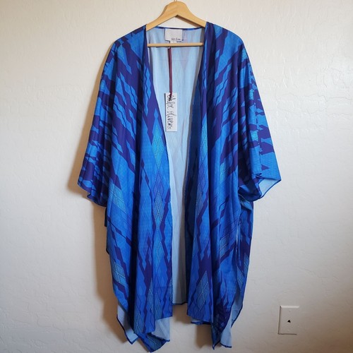Chloe Oliver Woven Kimono Swimsuit Cover Up Cerulean Blue Small Beach Summer NEW