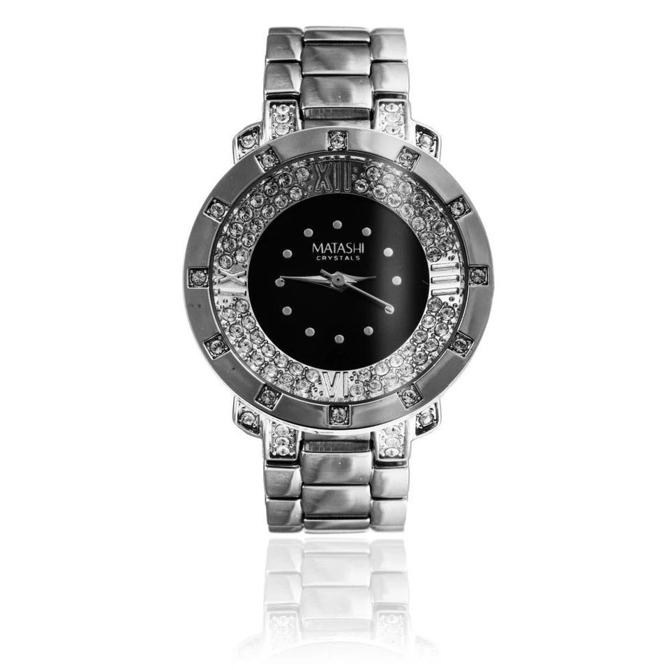 Matashi 18K White Gold Plated Women's Luxury Watch w/ Crystals & Adjustable Band - Image 3 of 4