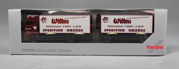 Herpa 953511 H0,1:87 Man Tgx Gx 7,45M Wechselkoffer-HäNgerzug „Willms“ Neuware!-image