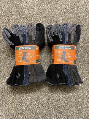 Weatherproof Men's Crew Socks Wool Blend Shoe Size 6-12,Multi Color (Pack-10)