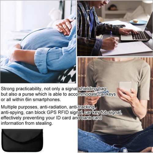 Schwarz Doppellagig Anti Strahlung Tasche Anti Tracking GPS Signal Blocker Neu - Bild 18 von 22