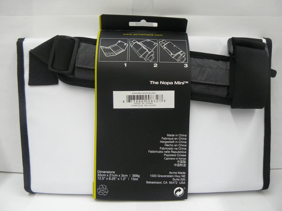 Funda para Laptop 10" Hecha en Acme Nopa Blanca Triple Plegable Mini Bolso para Laptop Blanco con Negro Foto 3 de 3