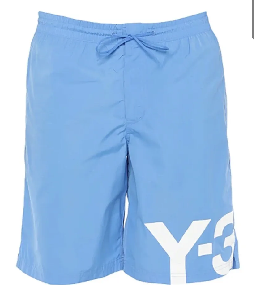NWT Y-3 Yohji Yamamoto Adidas Logo Swim Shorts Trunks Sky Blue Men's Small