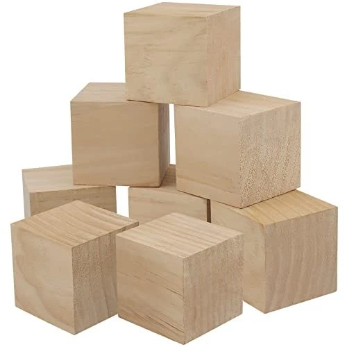 ch Wooden Cubes Natural Unfinished Wood Blocks Large Wood Square 8 PCS 3 In