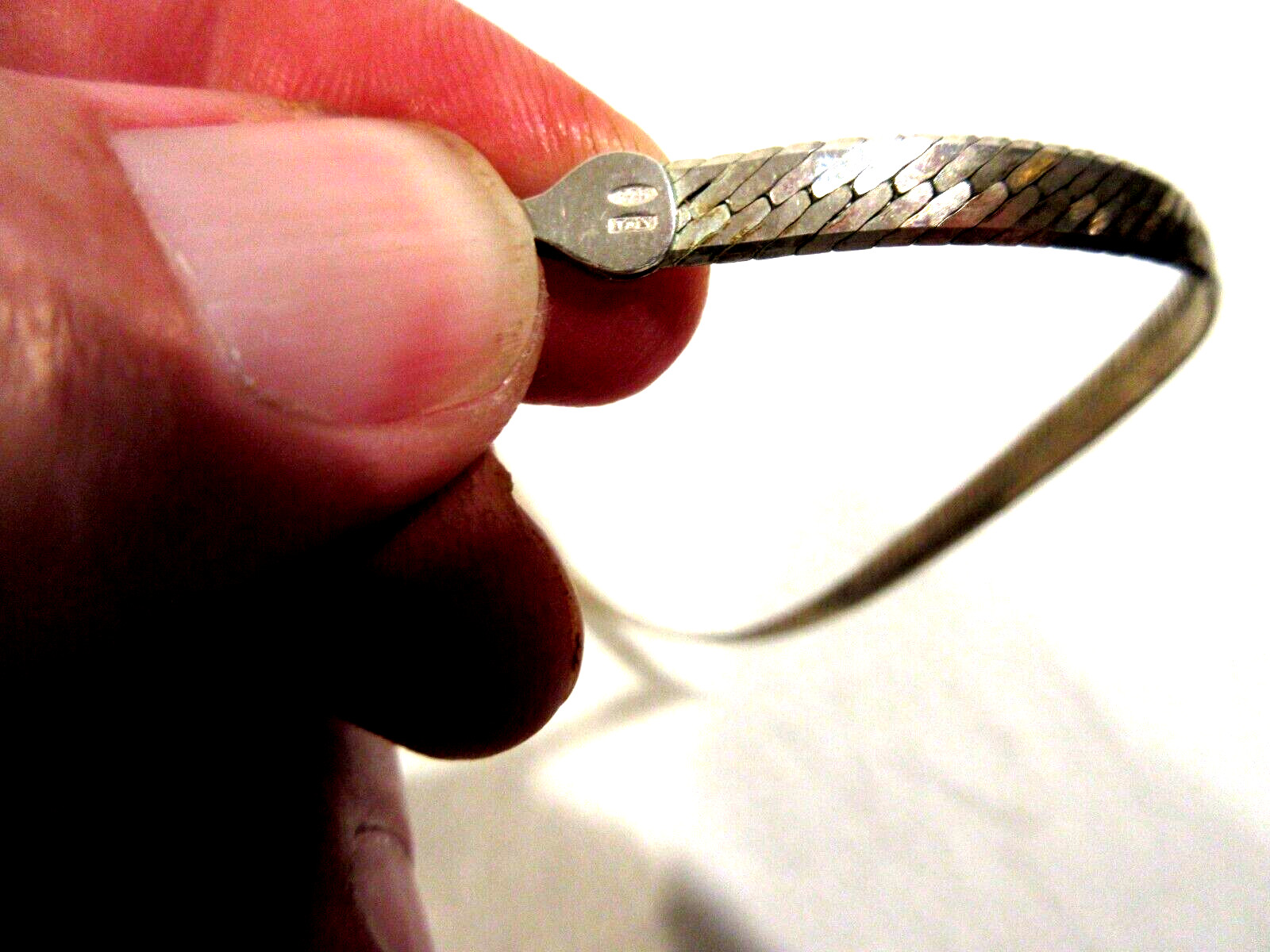 Marked 925 Italy Solid Silver 24" Herringbone Cha… - image 4