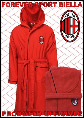 Maglia Milan Accappatoio Ufficiale Milan In Microspugna, Personalizzabile Con Nome Ricamato, Per Bambini E Adulti Accappatoio Tifoso Milan