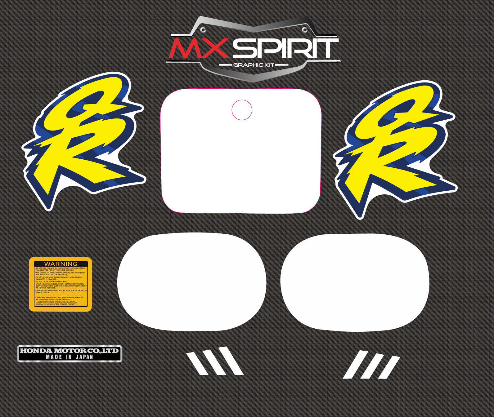 Kit déco Origin 1994 Blanc moto Honda QR 50 QR50 autocollant carénage MX