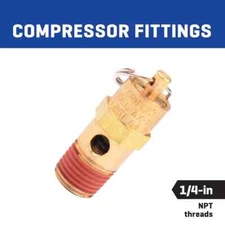 165 PSI BRASS SAFETY PRESSURE RELIEF POP OFF VALVE, AIR TANK, COMPRESSOR,  1/4"