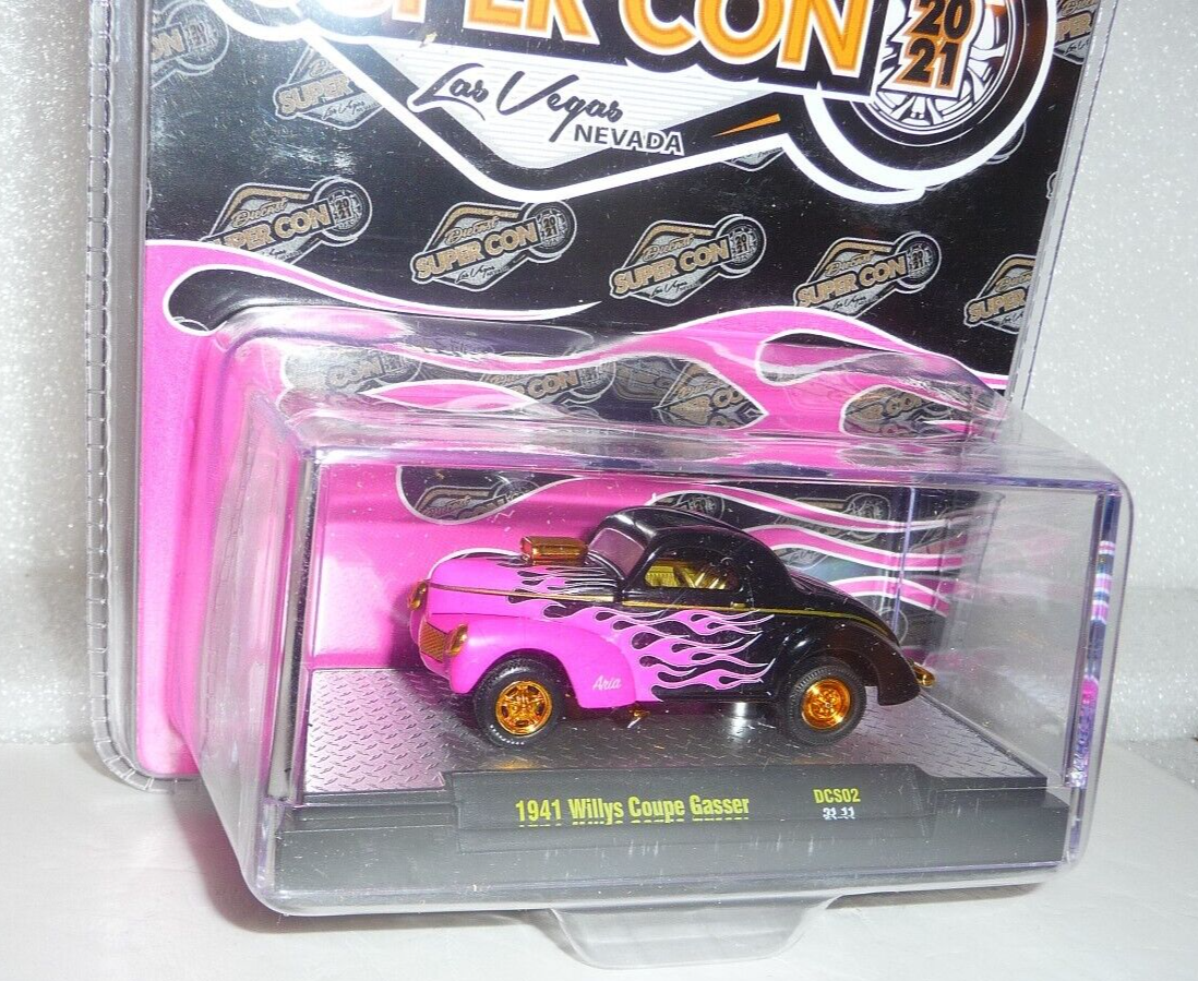 M2 Machines Super Con Pink Flame/ Gold Chrome 1941 Willys Coupe Gasser 1:64