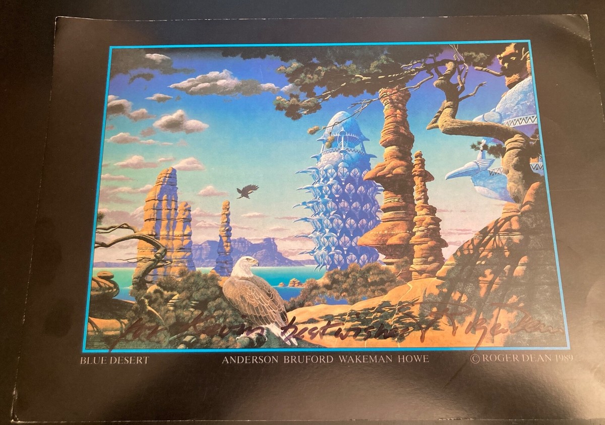 SIGNED/INSCRIBED ROGER DEAN** 1989 'BLUE DESERT/YES LARGE ART