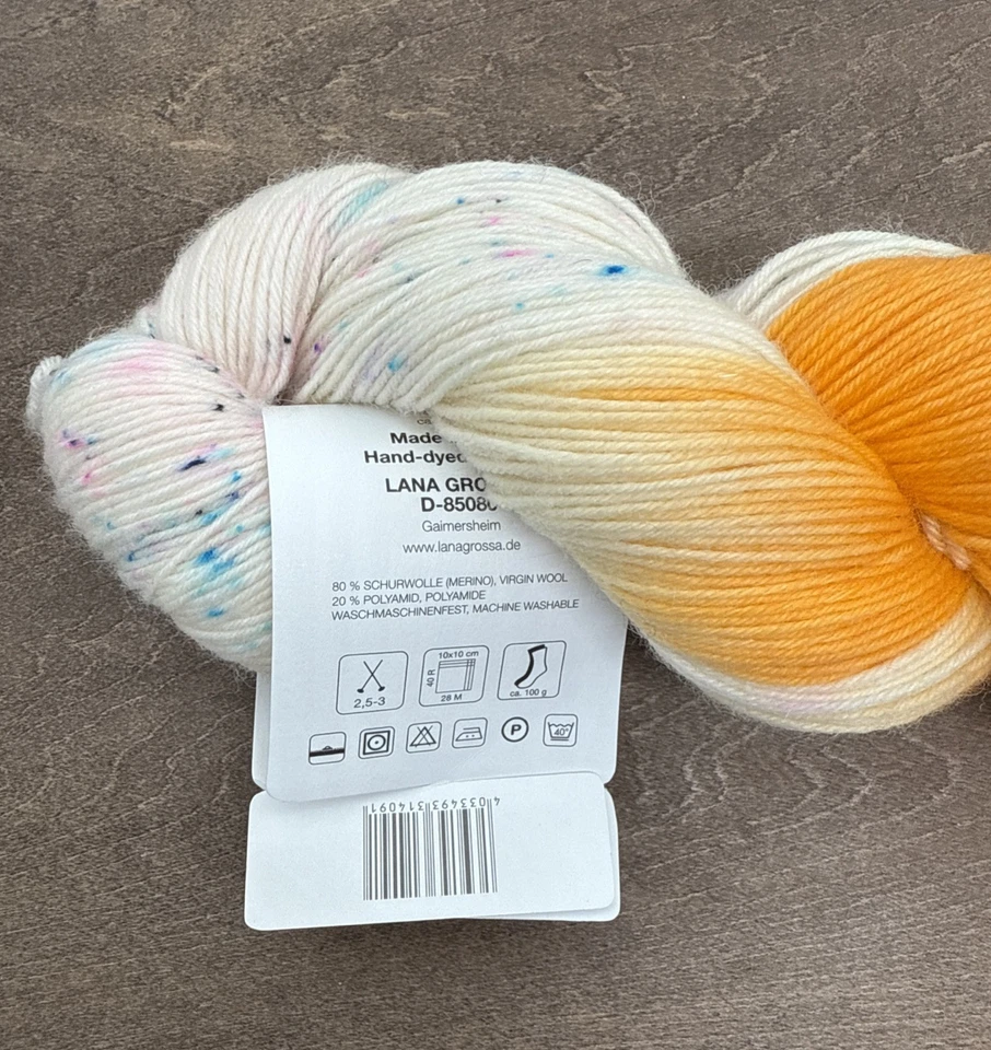 Lana Grossa Meilenweit Merino Sock Yarn Limited Ed. Hand Dyed Speckle Jasprit - Image 2 of 4