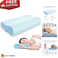 Contoured Cervical Pillow for Deep Sleep  Comfort - Standard Size 24x13.4"