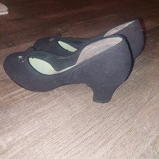 1940's Ladies Black Suede Shoes Sz. 5.5 M