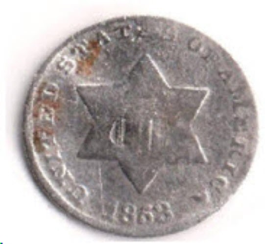 1853 Silver Three Cent Silver Coin