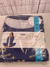 Harry Potter Hogwarts 2-Piece Pajamas Lounge Set Blue Yellow Women's Size 2XL