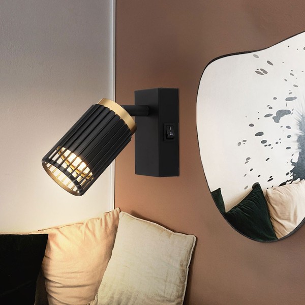 Wandlampe Wandstrahler Wandspot Beweglich Leselampe Wohnzimmerlampe Schwarz Gold-image
